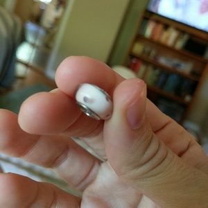 Pandora Murano glass charm white with purple dots